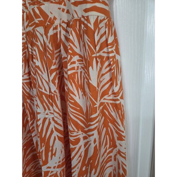 Sincerely Jules Orange Palm Leaf Tiered Cutout Ties Maxi Sundress, Women's Large - Picture 7 of 14